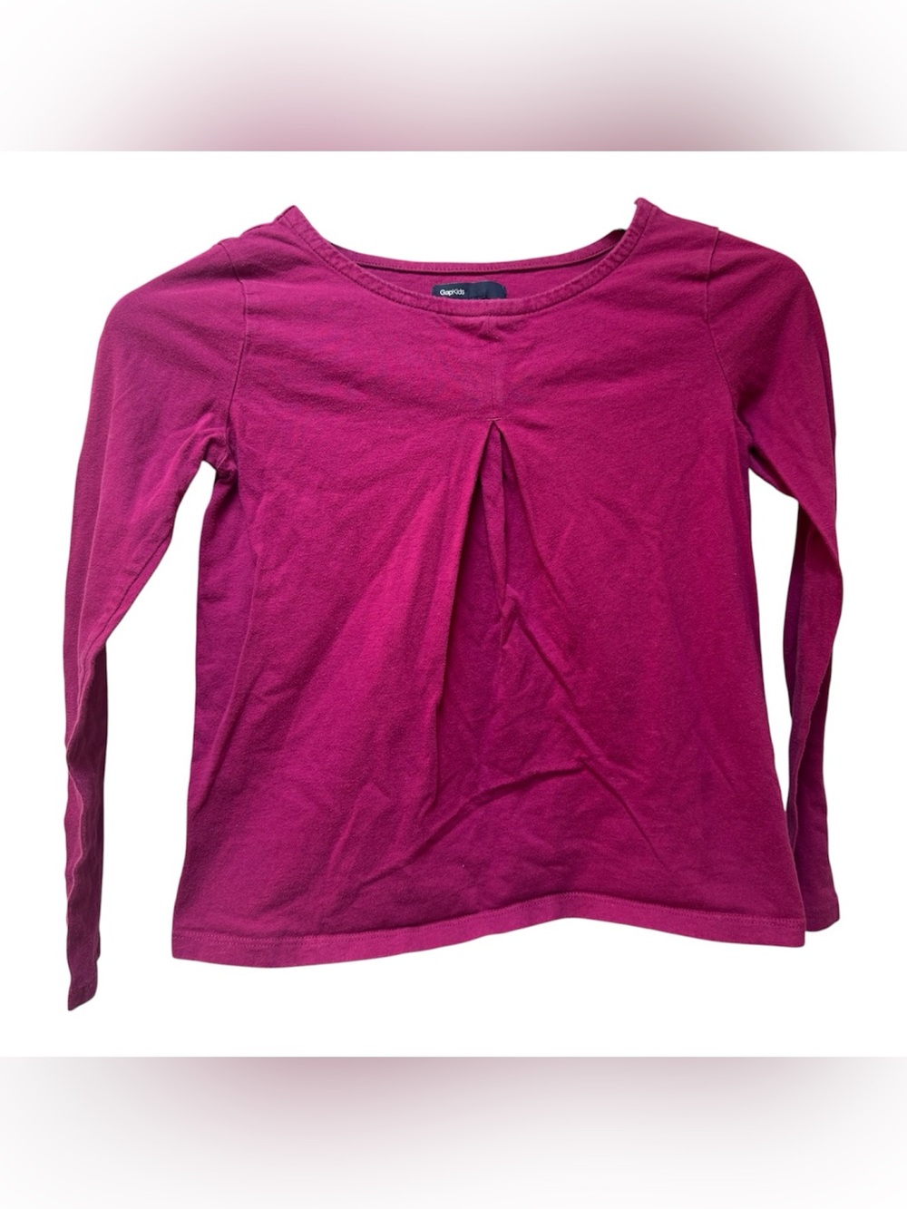 GAP Girls Long Sleeve Pleated Front Tee - Fuchsia